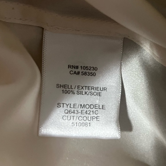 Equipment Silk Cream Satin Ruffle-Front Button Down Blouse Petite Small Office - Picture 5 of 7